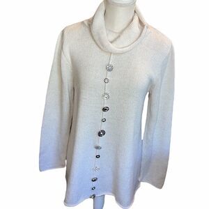 Pure handknit cowl neck sweater